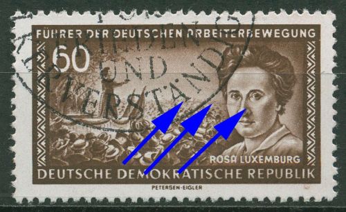 DDR 1955 Führer d. Arbeiterbewegung mit Plattenfehler 478 F 46 mit Sonderstempel