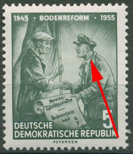 DDR 1955 Bodenreform mit Plattenfehler 481 F 30 postfrisch