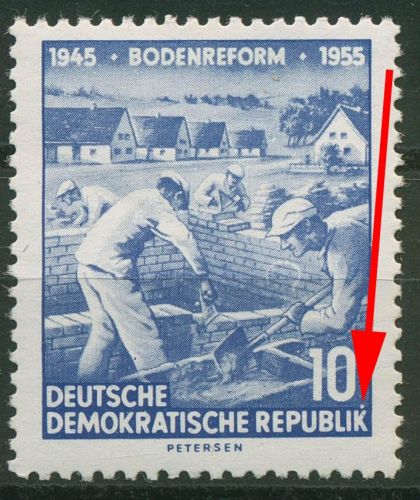 DDR 1955 10 Jahre Bodenreform mit Plattenfehler 482 PF ? postfrisch