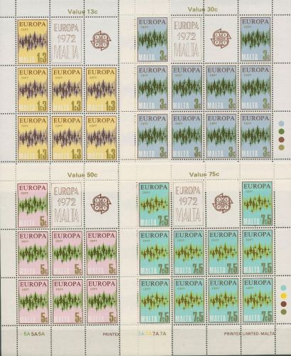 Malta 1972 Europa CEPT Sterne Kleinbogen 450/53 K postfrisch (C90493)