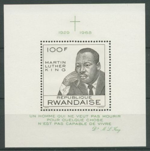 Ruanda 1968 Tod d. Bürgerrechtlers M. Luther King Block 14 A postfrisch (C27220)