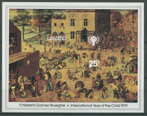 Lesotho 1979 Int. Jahr des Kindes Gemälde v. Bruegel Block 4 postfrisch (C27196)