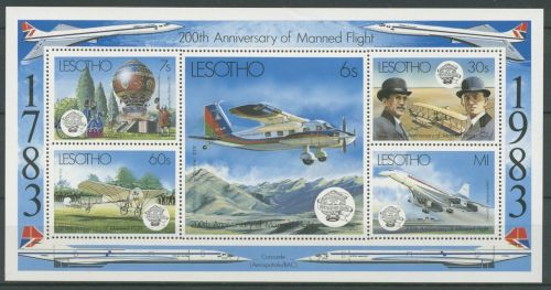 Lesotho 1983 200 J. Luftfahrt Montgolfiere Concorde Block 18 postfrisch (C27181)