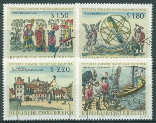 Österreich 1966 Nationalbibliothek Illustrationen 1218/21 gestempelt