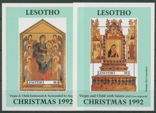 Lesotho 1992 Weihnachten Religiöse Malerei Block 94/95 postfrisch (C41847)
