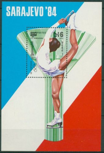 Kambodscha 1984 Olympia Sarajevo Eiskunstlauf Block 135 postfrisch (C6794)