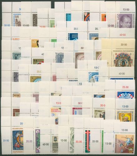 Österreich 1981/82 44 verschiedene Ausgaben, jeweils Ecke 1 postfrisch (SG3)