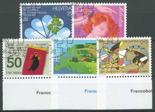 Schweiz 1988 Ereignisse Frauenverein Friseurmeister Musik 1364/68 gestempelt
