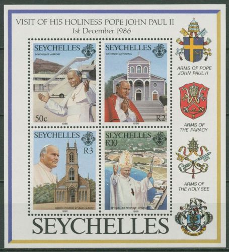Seychellen 1986 Besuch von Papst Johannes Paul II. Block 30 postfrisch (C41907)