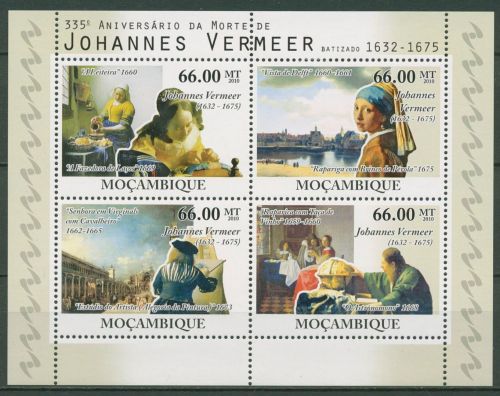 Mocambique 2010 Gemälde von Johannes Vermeer 4055/58 K postfrisch (C41933)