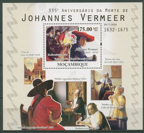 Mocambique 2010 Gemälde von Johannes Vermeer Block 373 postfrisch (C41934)
