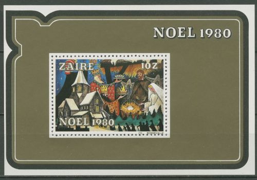 Kongo - Zaire 1980 Weihnachten Gemälde Block 39 postfrisch (C41938)