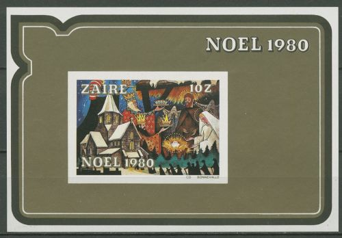 Kongo - Zaire 1980 Weihnachten Gemälde Block 39 B postfrisch (C41939)