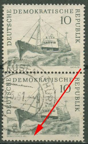 DDR 1961 Hochseefischerei mit Plattenfehler 817 F 18 gestempelt