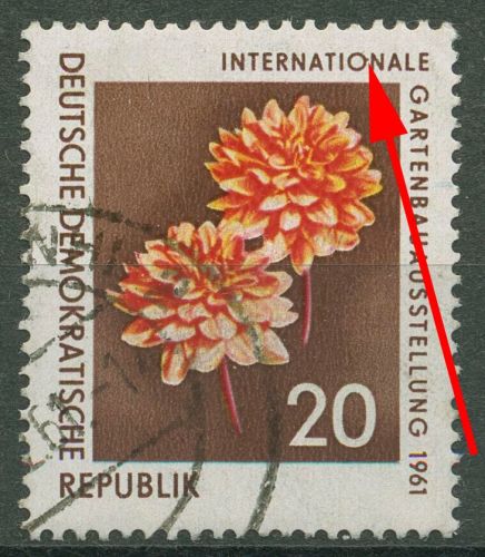 DDR 1961 Gartenbauausstellung mit Plattenfehler 855 F 34 gestempelt
