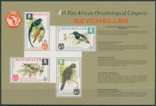 Seychellen 1976 Vögel Ornithologenkongress Block 6 postfrisch (C62420)