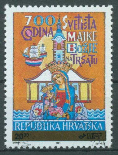 Kroatien 1992 Zwangszuschlagsmarke MiNr. 9 A mit Aufdruck 185 gestempelt