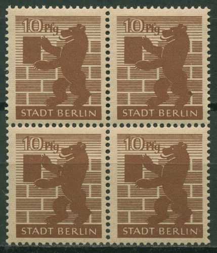 SBZ Berlin & Brandenburg 1945 Berliner Bär 4 Aa waz 4er-Block postfrisch