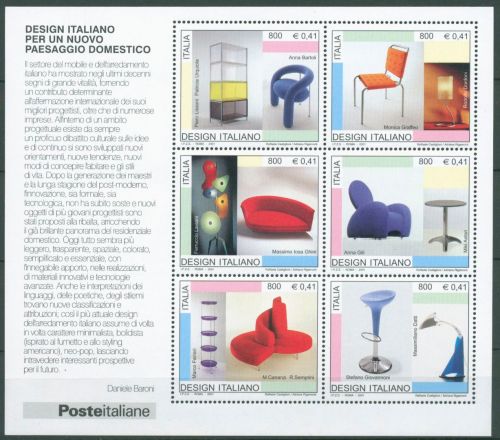 Italien 2001 Design Einrichtungsgegenstände Block 29 postfrisch (C64292)