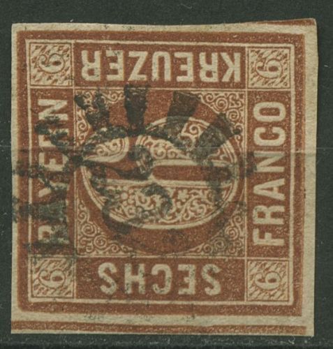 Bayern 1850 6 Kreuzer (geschl. Kreis) 4 II gestempelt MR 232 Kaiserslautern