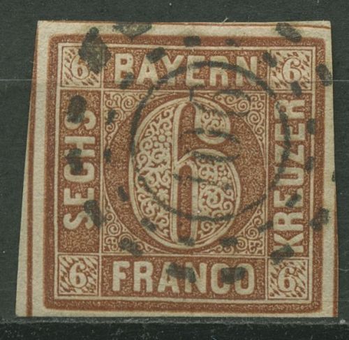 Bayern 1850 6 Kreuzer (geschl. Kreis) 4 II gestempelt oMR 106 Eichstätt
