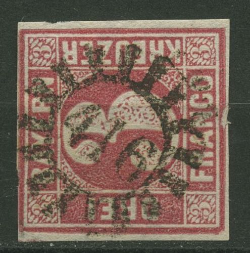 Bayern 1862 3 Kreuzer 9 rot mit Stempel MR 416 MARKTREDWITZ