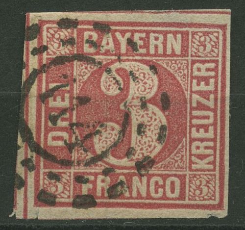 Bayern 1862 3 Kreuzer 9 rot mit Stempel oMR 114 ERLANGEN