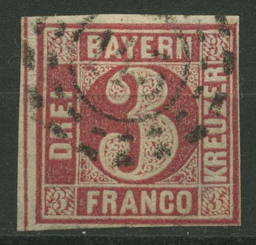 Bayern 1862 3 Kreuzer 9 rot mit Stempel oMR 145 FÜRTH