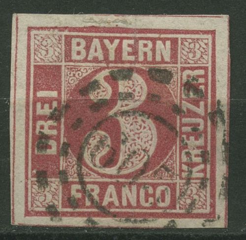 Bayern 1862 3 Kreuzer 9 rot mit Stempel oMR 605 ZWEIBRÜCKEN
