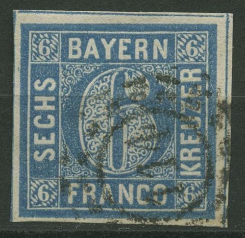 Bayern 1862 6 Kreuzer blau 10 a mit Stempel oMR 114 ERLANGEN
