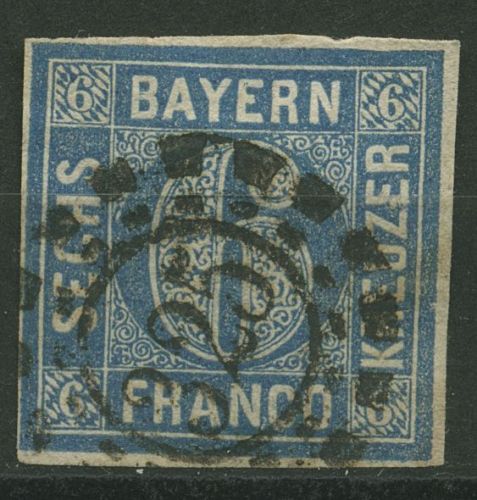 Bayern 1862 6 Kreuzer blau 10 a mit Stempel oMR 325 MÜNCHEN