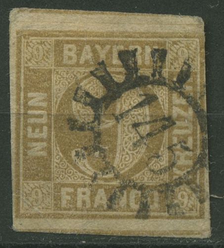 Bayern 1862 9 Kreuzer ockerbraun 11 mit Stempel MR 145 FÜRTH