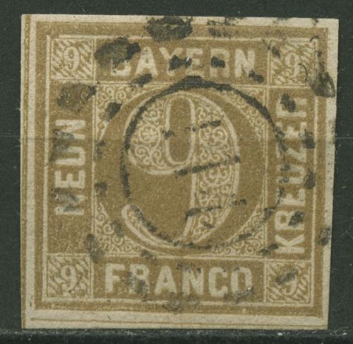 Bayern 1862 9 Kreuzer ockerbraun 11 mit Stempel oMR 114 ERLANGEN
