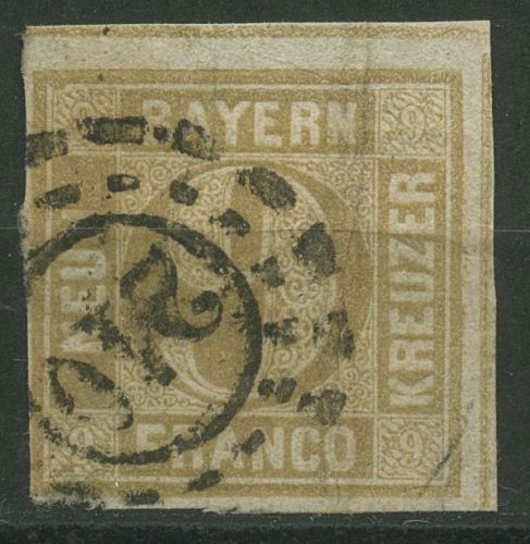 Bayern 1862 9 Kreuzer ockerbraun 11 mit Stempel oMR 240 KEMPTEN