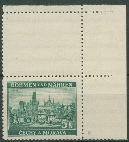 Böhmen & Mähren 1939 Ecke o. rechts m. Leerfeld 35 LSE-2 postfrisch, Stern/Stern