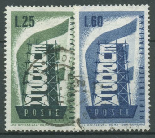 Italien 1956 Europa CEPT Stahlgerüst 973/74 gestempelt