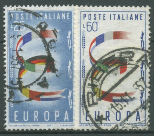 Italien 1957 Europa CEPT Flaggen 992/93 gestempelt