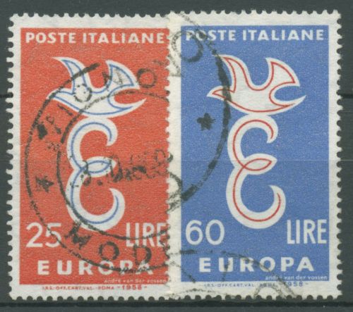 Italien 1958 Europa CEPT Stilisierte Taube 1016/17 gestempelt
