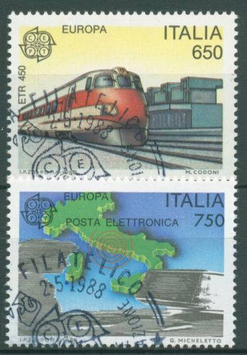 Italien 1988 Europa CEPT Transport/Kommunikation Eisenbahn 2043/44 gestempelt