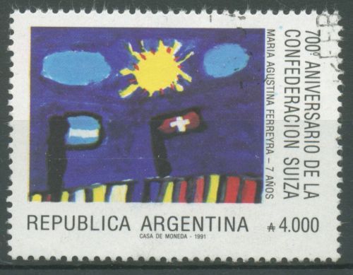 Argentinien 1991 Schweizerische Eidgenossenschaft 2083 gestempelt