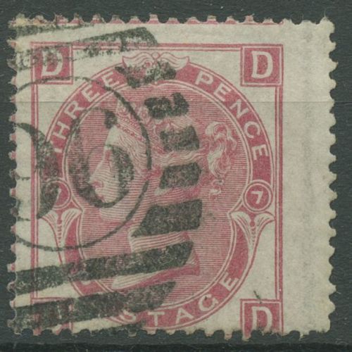 Großbritannien 1867 Königin Victoria 3 Pence, 28 Platte 7 gestempelt, Zahnfehler