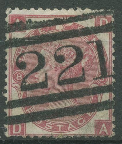 Großbritannien 1867 Königin Victoria 3 Pence, 28 Platte 8 gestempelt, Zahnfehler