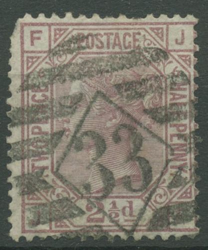 Großbritannien 1876 Victoria 2 1/2 Pence, 47 Platte 6 gestempelt, Mängel