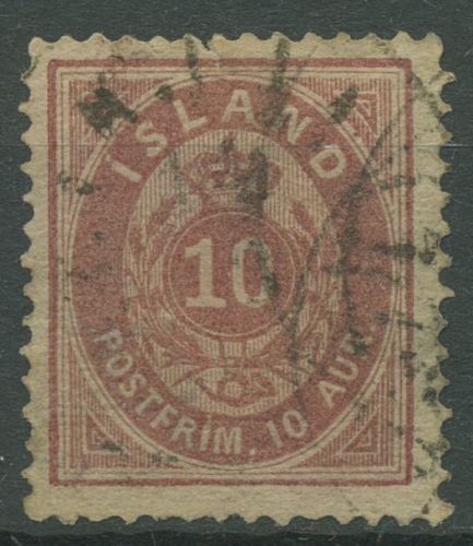 Island 1876 Ziffer mit Krone im Oval 8 A gestempelt