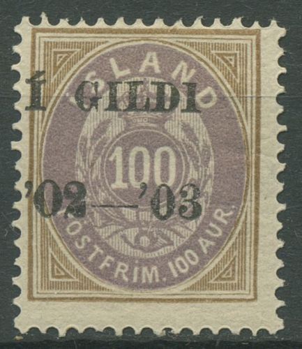 Island 1902 Ziffer mit Krone im Oval, mit Aufdruck, 34 A mit Falz