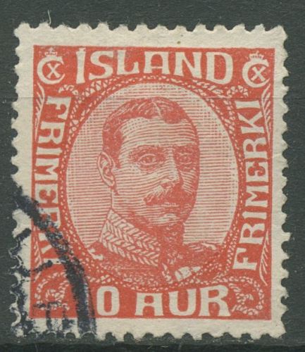 Island 1920 König Christian X. im Oval 89 gestempelt
