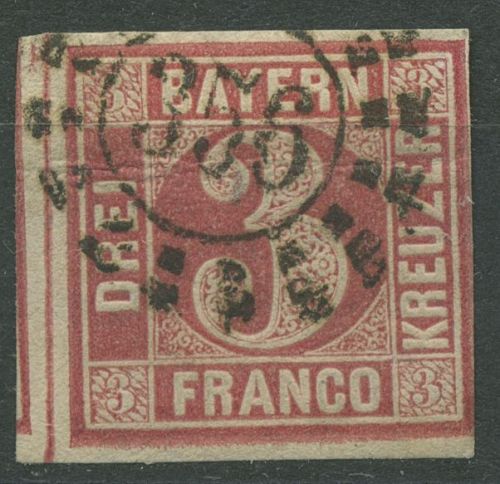 Bayern 1862 3 Kreuzer 9 rot mit Stempel oMR 356 NÜRNBERG