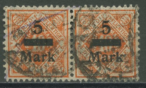 Württemberg Dienstmarken 1922/23 mit Aufdruck 159 waagerechtes Paar gestempelt