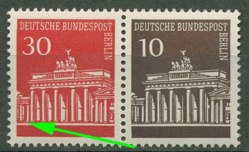 Berlin ZD 1970 Brand. Tor mit Plattenfehler W 44 mit 288 IV postfrisch