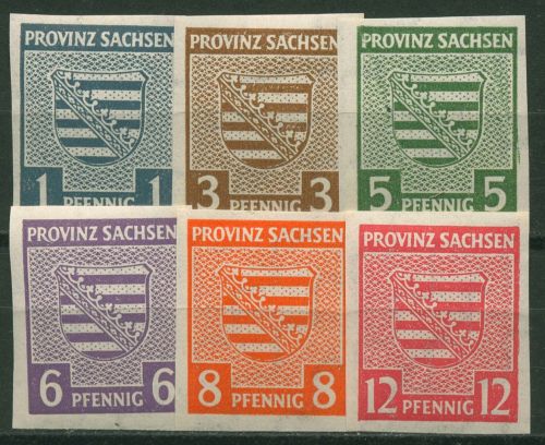 SBZ Provinz Sachsen 1945 Provinzwappen mit WZ fallend 66/71 X postfrisch